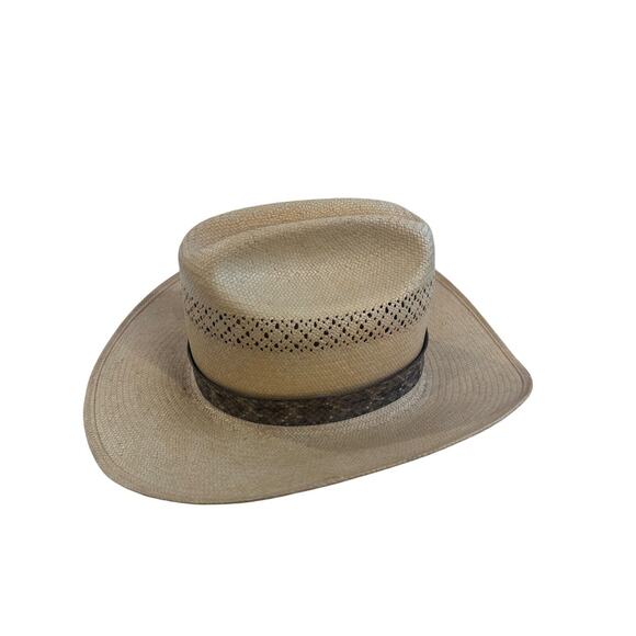 Stetson Rattlesnake Straw Cowboy Rattle Included Hat Size 6 7/8 - 55 6X - Picture 4 of 16